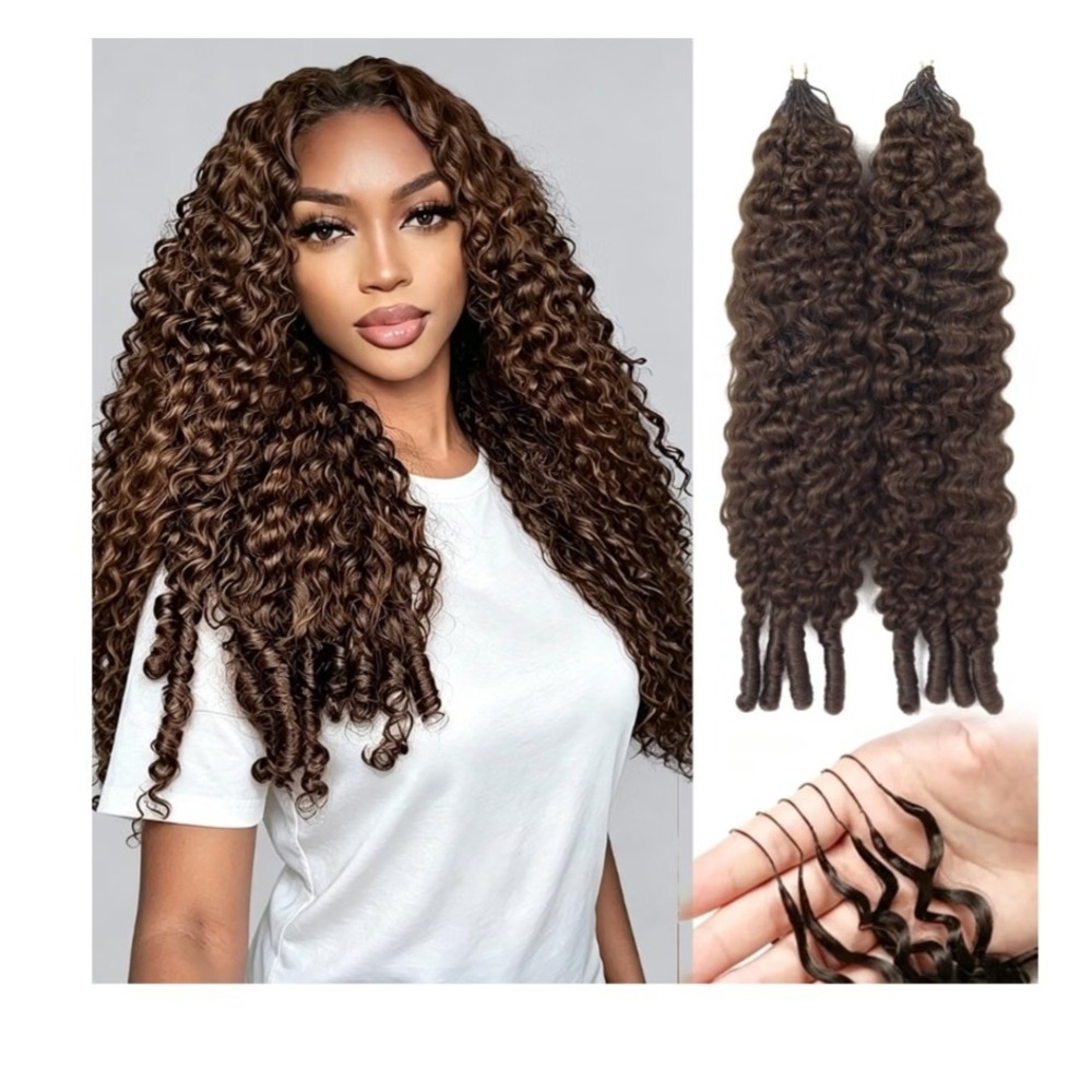 16in Burmese Curly Feather Crochet Human Hair 50g Chocolate Brown 4 NEW